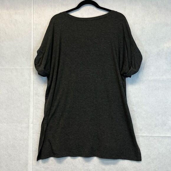 ZENANA Shirt Women's XL Gray Rayon Blend V-Neck Tunic Short Rolled Sleeve Tee - Picture 9 of 12